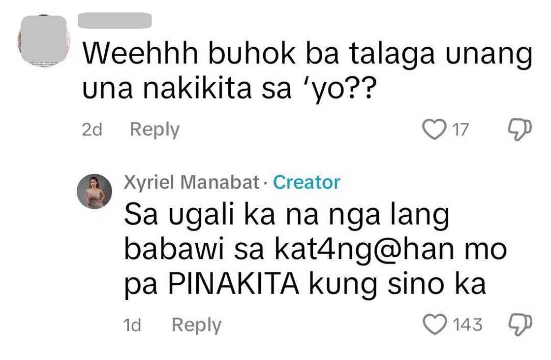 Xyriel Manabat, rumesbak sa netizen na may bastos na komento sa haircare routine video niya