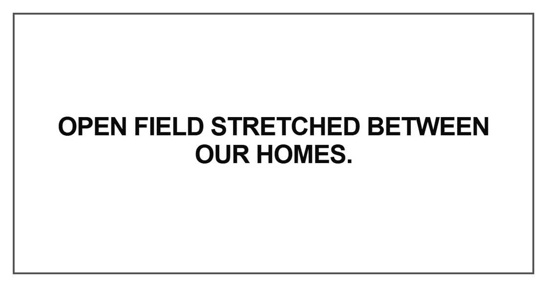 Open field stretched between our homes Open field stretched between our homes