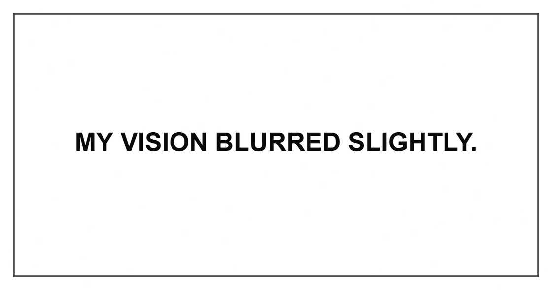 My vision blurred slightly. My vision blurred slightly.