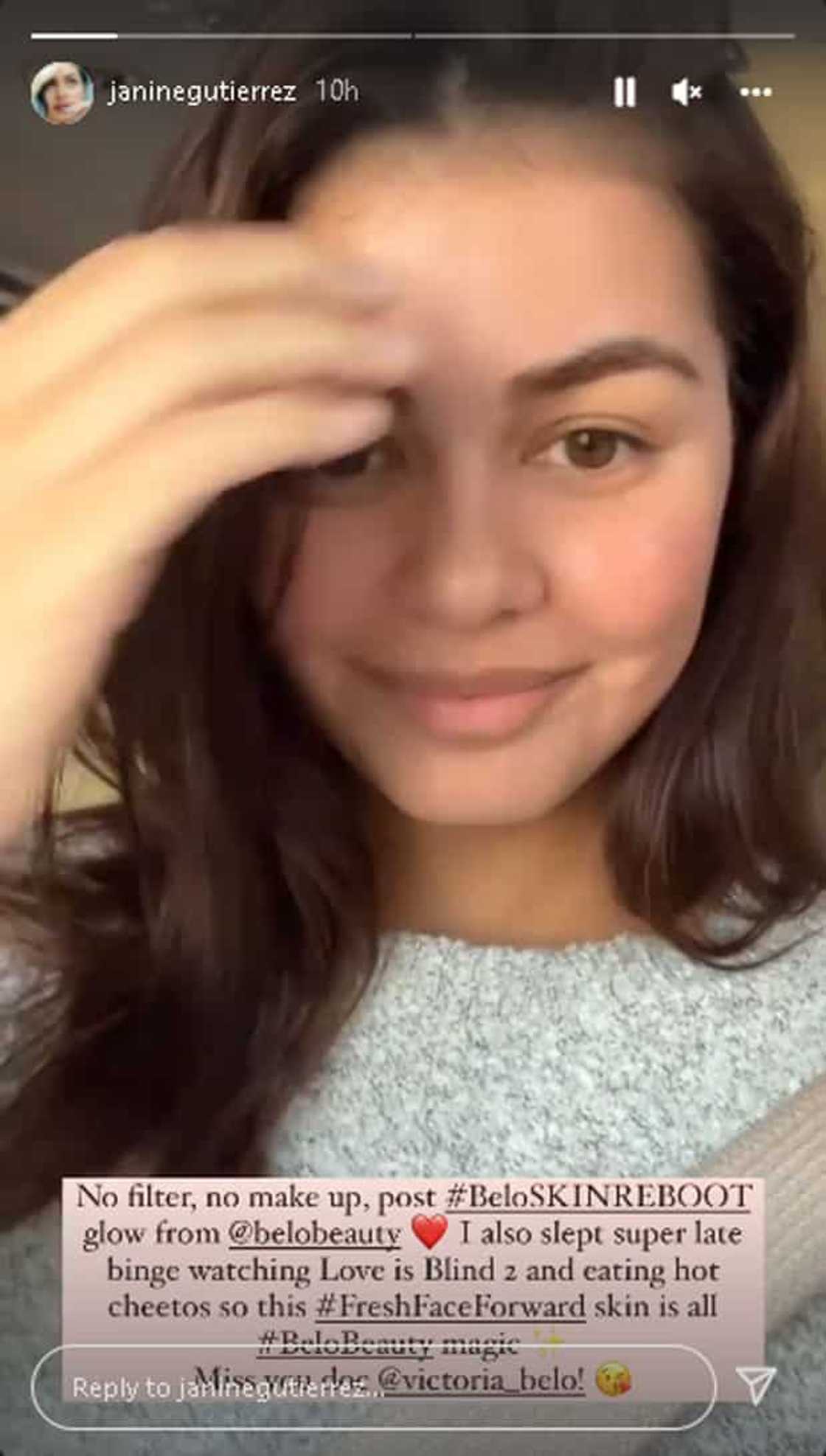 Janine Gutierrez, ibinandera ang kanyang "no filter, no make up" look