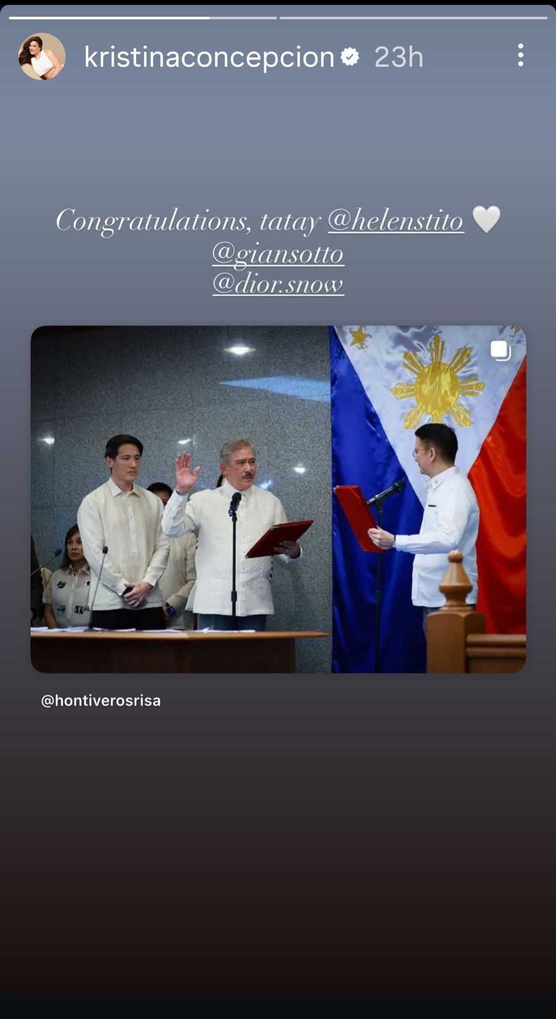 KC Concepcion posts message to Tito Sotto as he reclaims Senate presidency