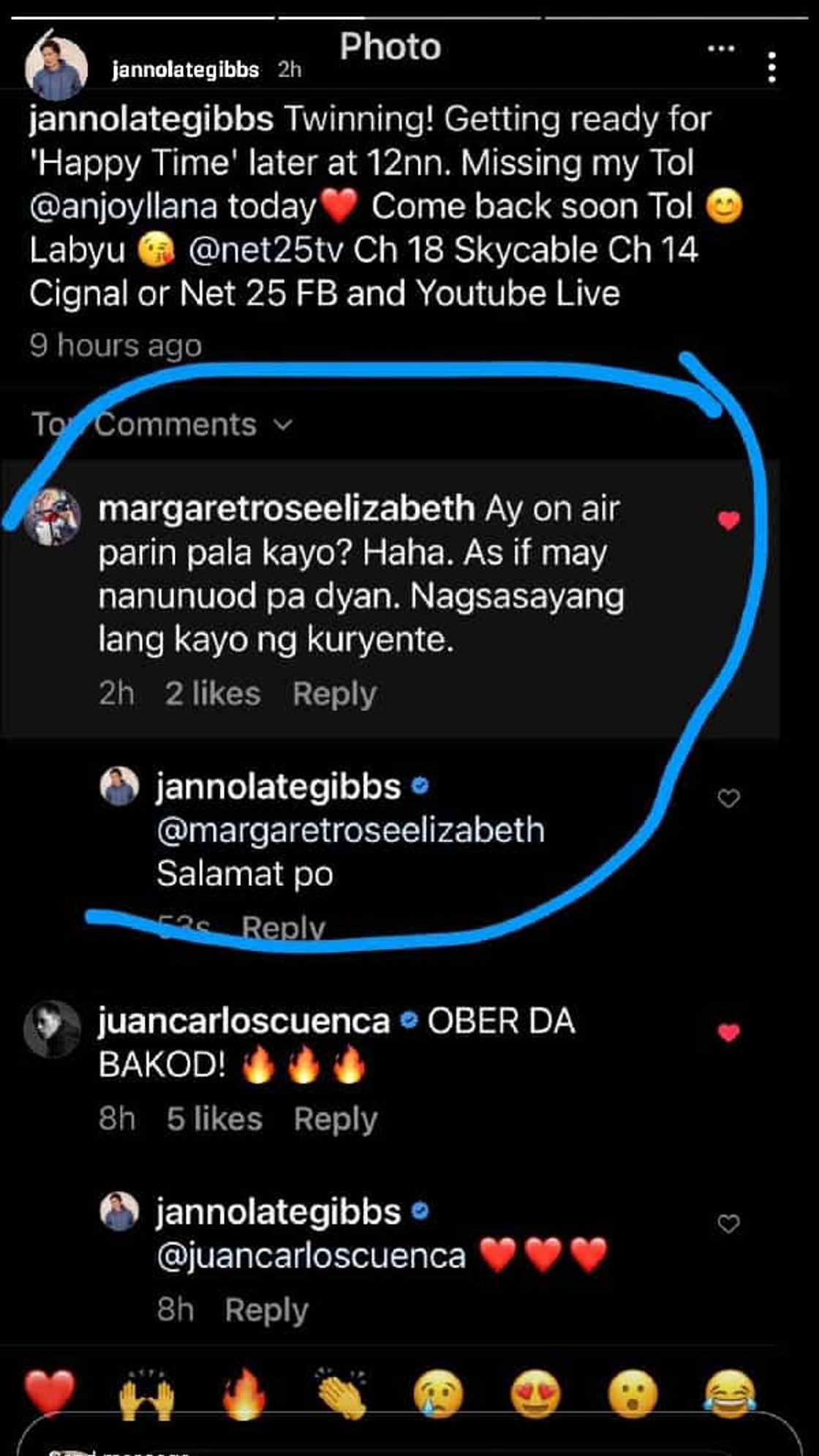 Janno Gibbs exposes basher with negative remark on ‘Happy Time’ Janno Gibbs exposes basher with negative remark on ‘Happy Time’