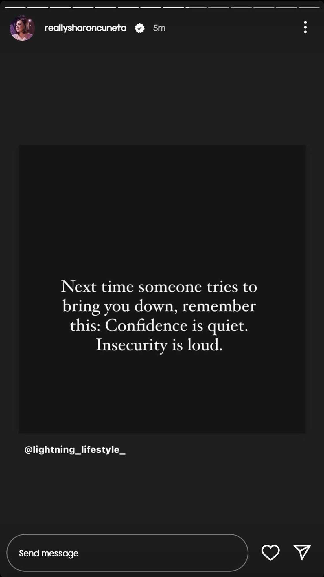 Sharon Cuneta reposts quote card about "confidence" and "insecurity" Sharon Cuneta reposts quote card about "confidence" and "insecurity"