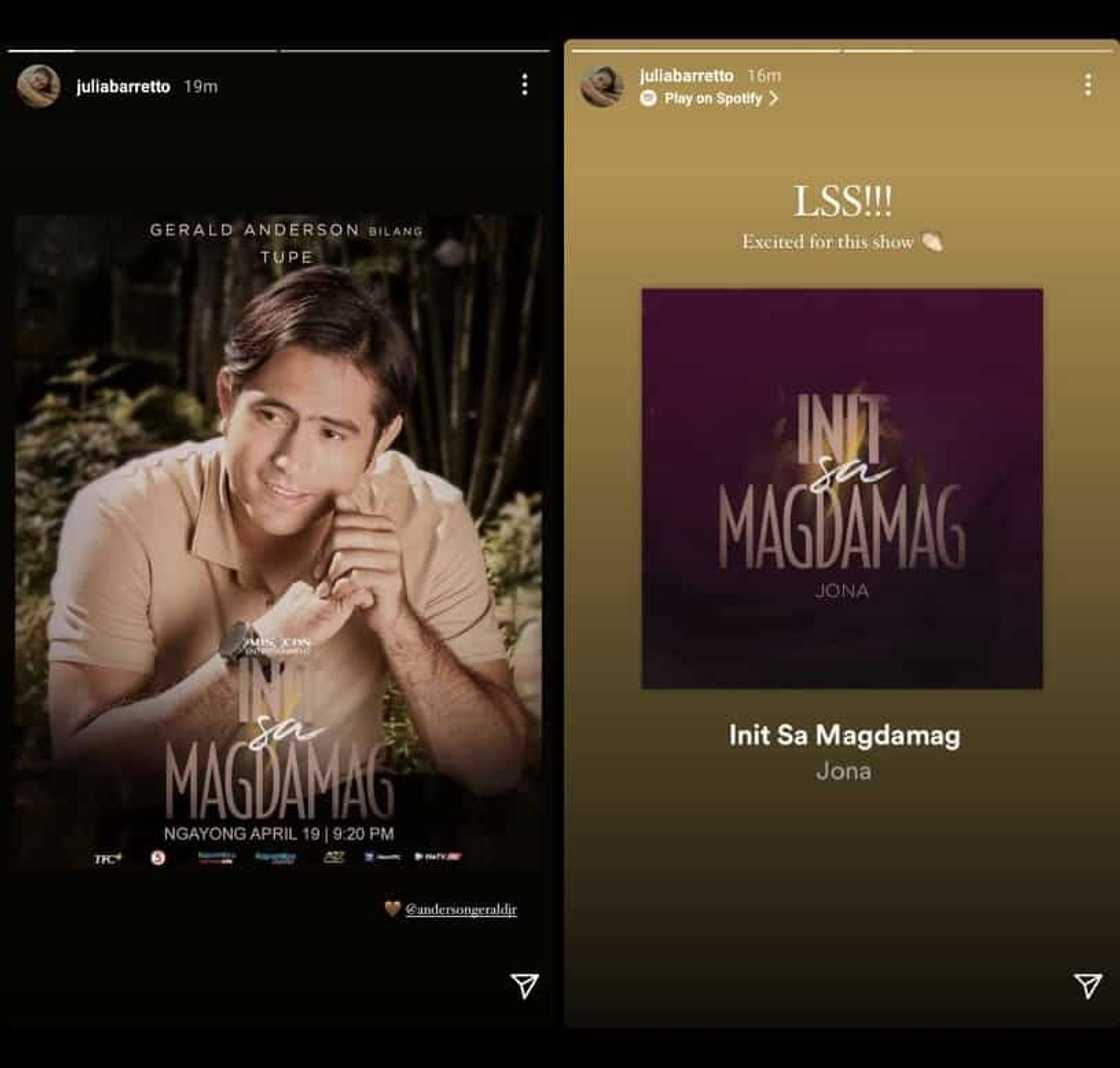 Julia Barretto shows support for Gerald Anderson's upcoming teleserye Julia Barretto shows support for Gerald Anderson's upcoming teleserye