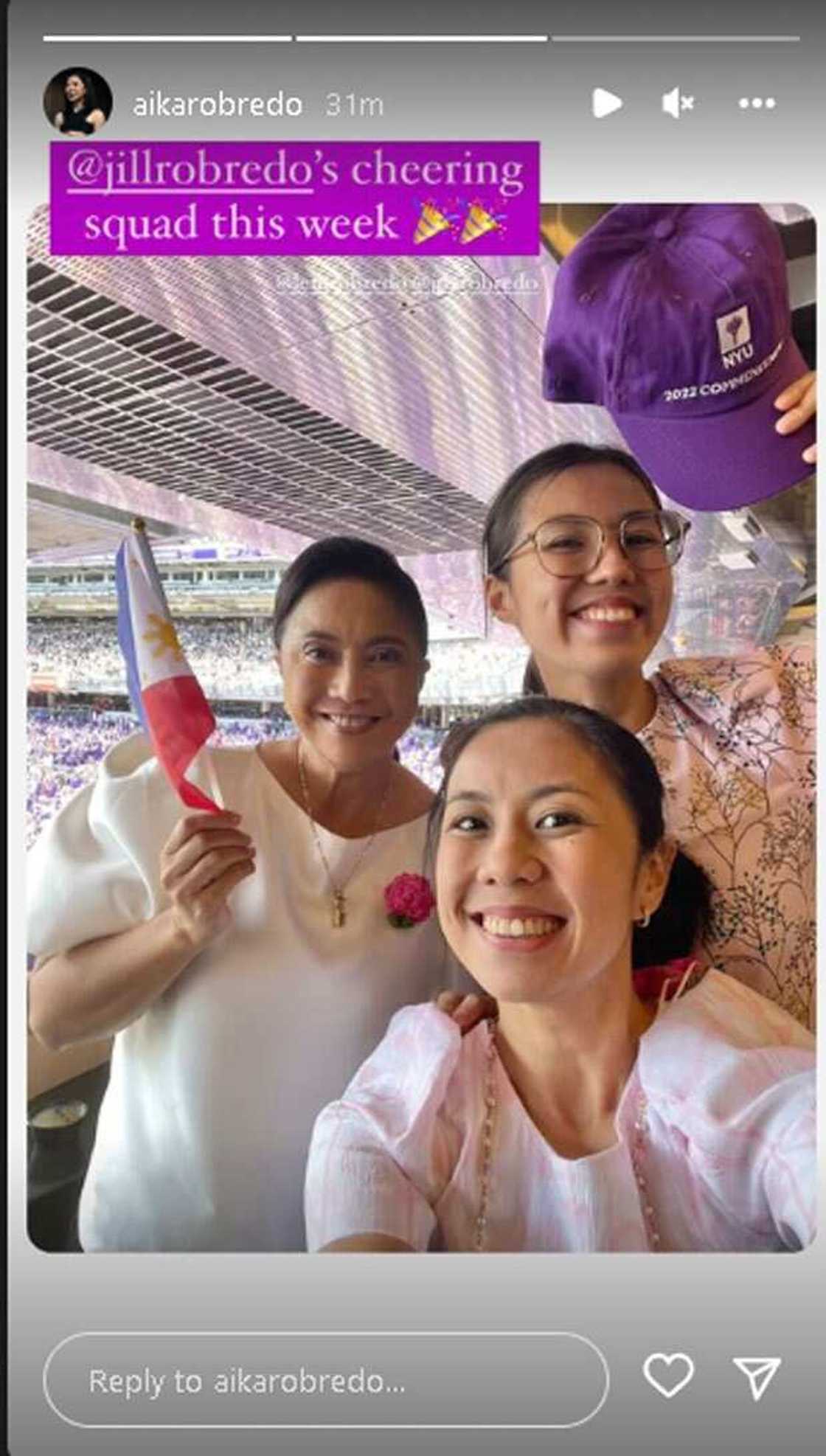 Robredos, ibinahagi ang sitwasyon sa Yankee Stadium sa graduation day ni Jillian Robredos, ibinahagi ang sitwasyon sa Yankee Stadium sa graduation day ni Jillian