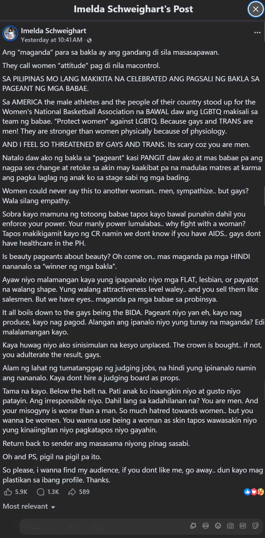 Beauty queen na si Imelda Schweighart, may matapang na resbak laban sa kanyang bashers