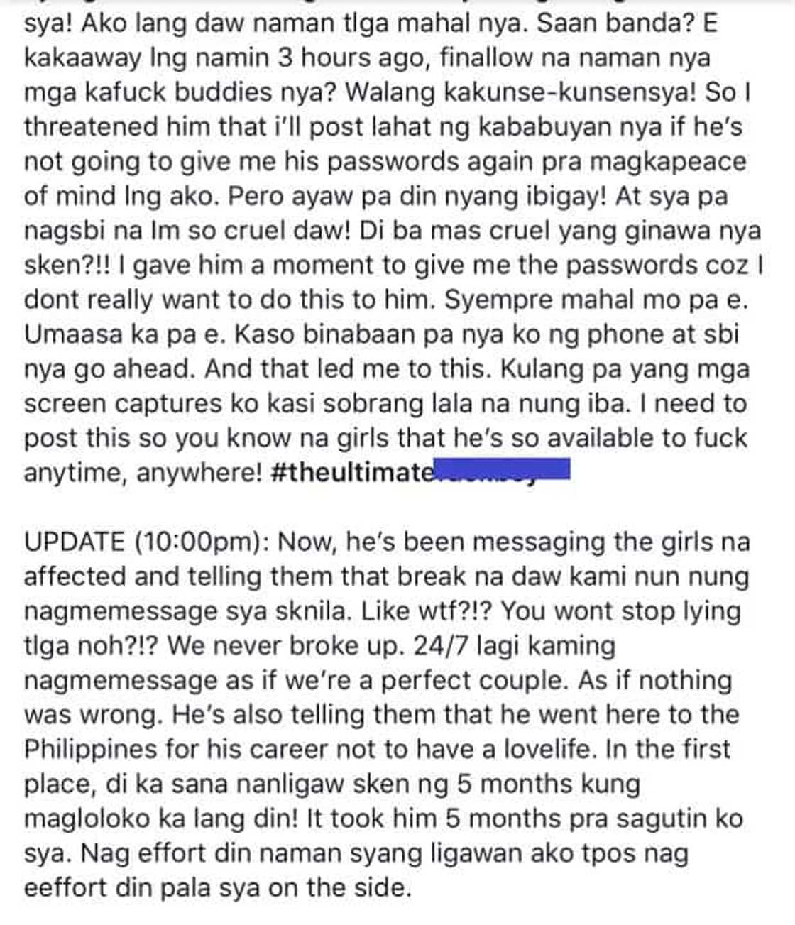Arianne Bautista posts screenshots of messages regarding her cheating allegations against her ex-boyfriend Arianne Bautista posts screenshots of messages regarding her cheating allegations against her ex-boyfriend