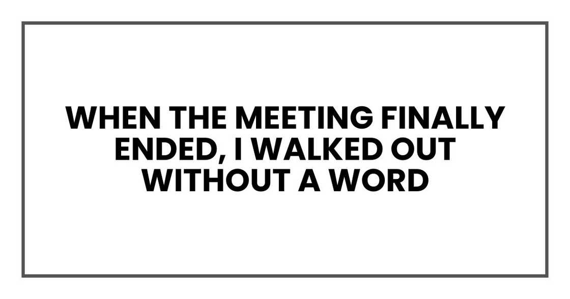 When the meeting finally ended, I walked out without a word When the meeting finally ended, I walked out without a word