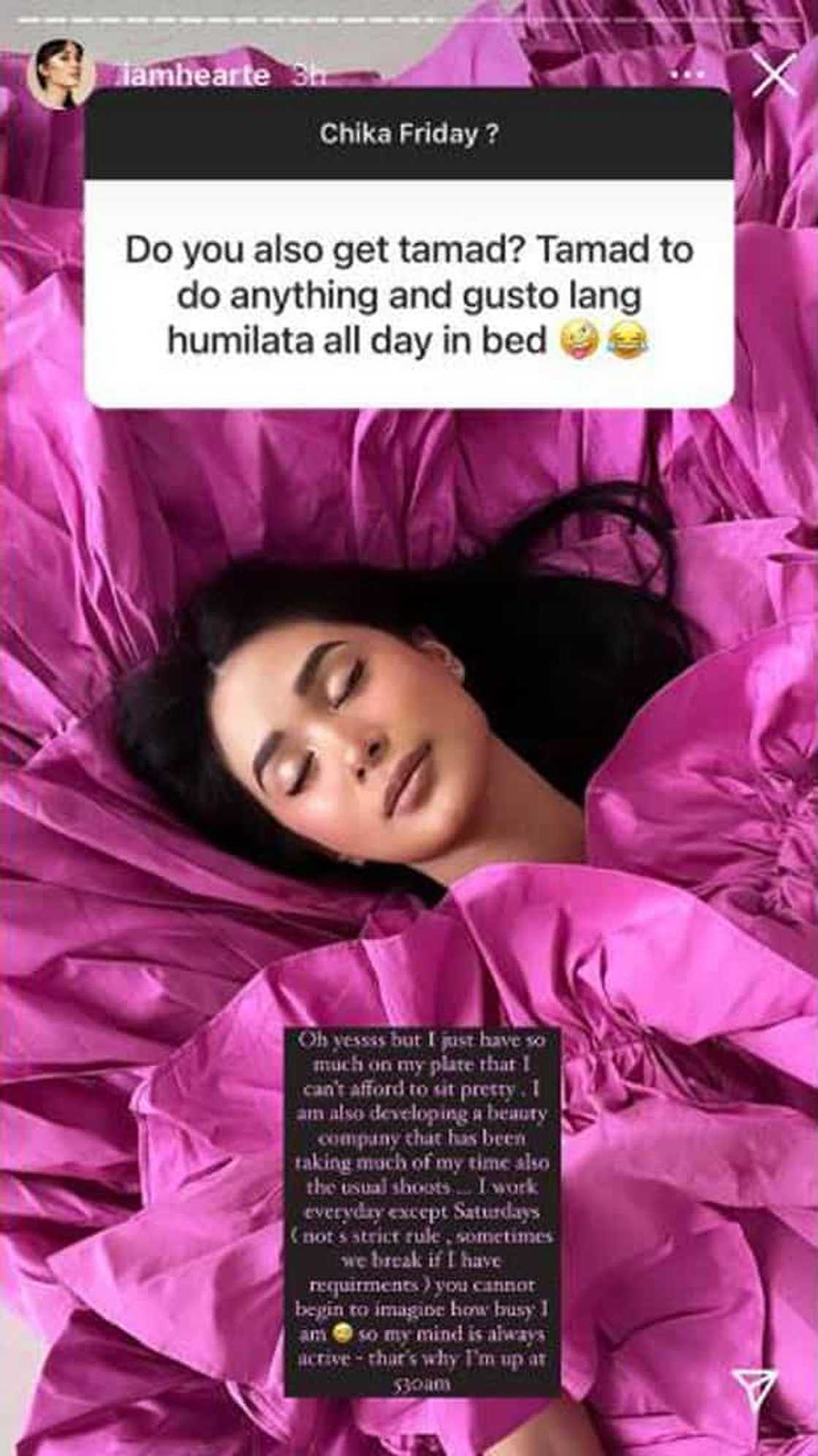 Heart Evangelista, sinagot ang tanong kung gusto lang nya humilata: "Can't afford" Heart Evangelista, sinagot ang tanong kung gusto lang nya humilata: "Can't afford"