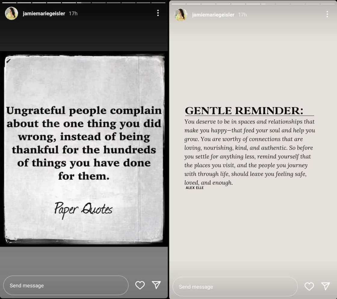 Jamie Marie Geisler, may mga bagong cryptic posts matapos ang apology ni Baron Geisler Jamie Marie Geisler, may mga bagong cryptic posts matapos ang apology ni Baron Geisler