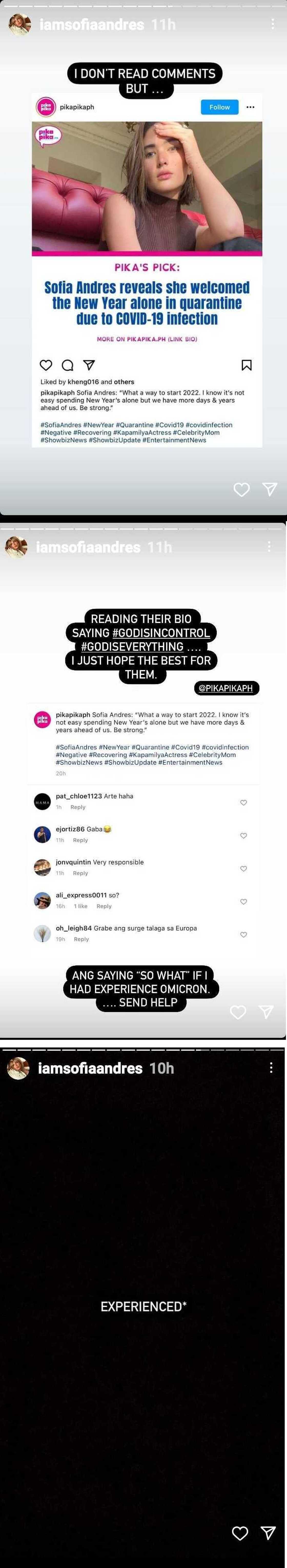 Sofia Andres sa “arte” at “so” comments sa pagkakaroon niya ng COVID: “Send help” Sofia Andres sa “arte” at “so” comments sa pagkakaroon niya ng COVID: “Send help”