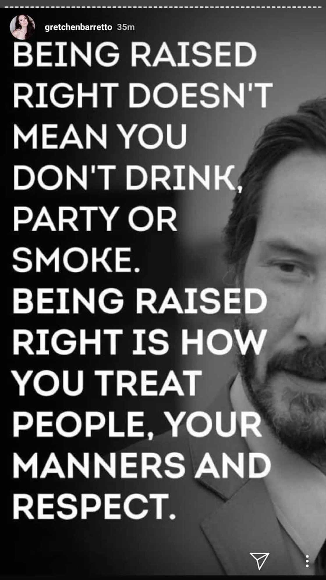 Gretchen Barretto posts about traits of a person who’s been raised well Gretchen Barretto posts about traits of a person who’s been raised well