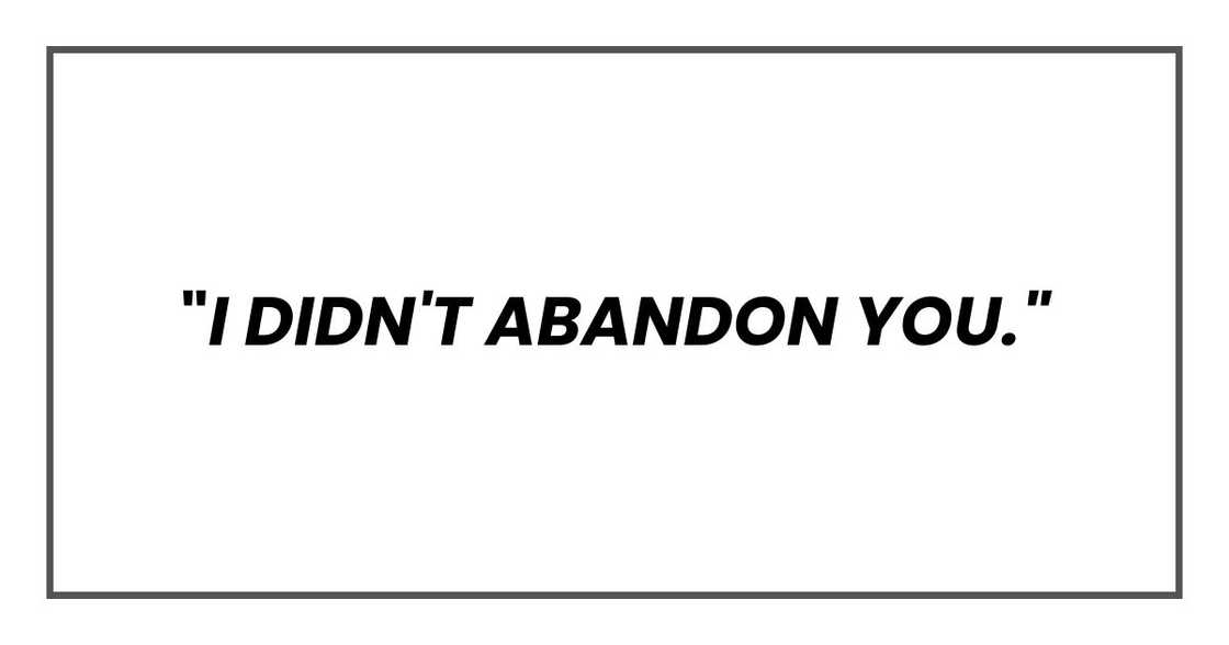 I DIDN'T ABANDON I DIDN'T ABANDON