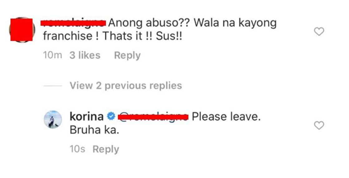 Frustrated Korina Sanchez slams netizen who told her, ‘Wala na kayong franchise’ Frustrated Korina Sanchez slams netizen who told her, ‘Wala na kayong franchise’