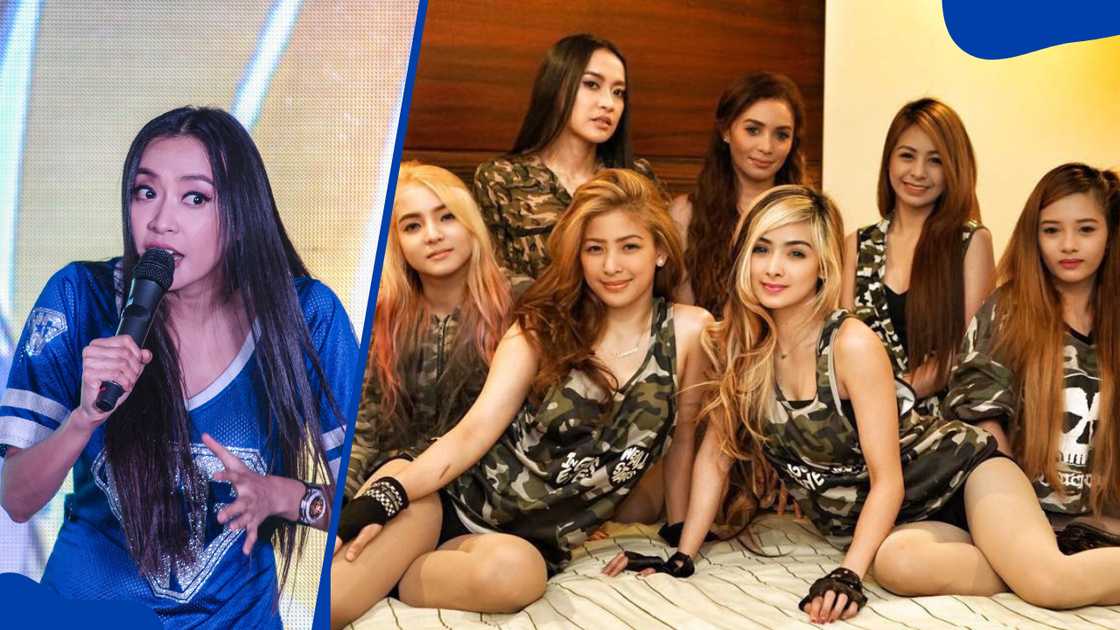 Mocha Girls members and the group's founder, Mocha Uson