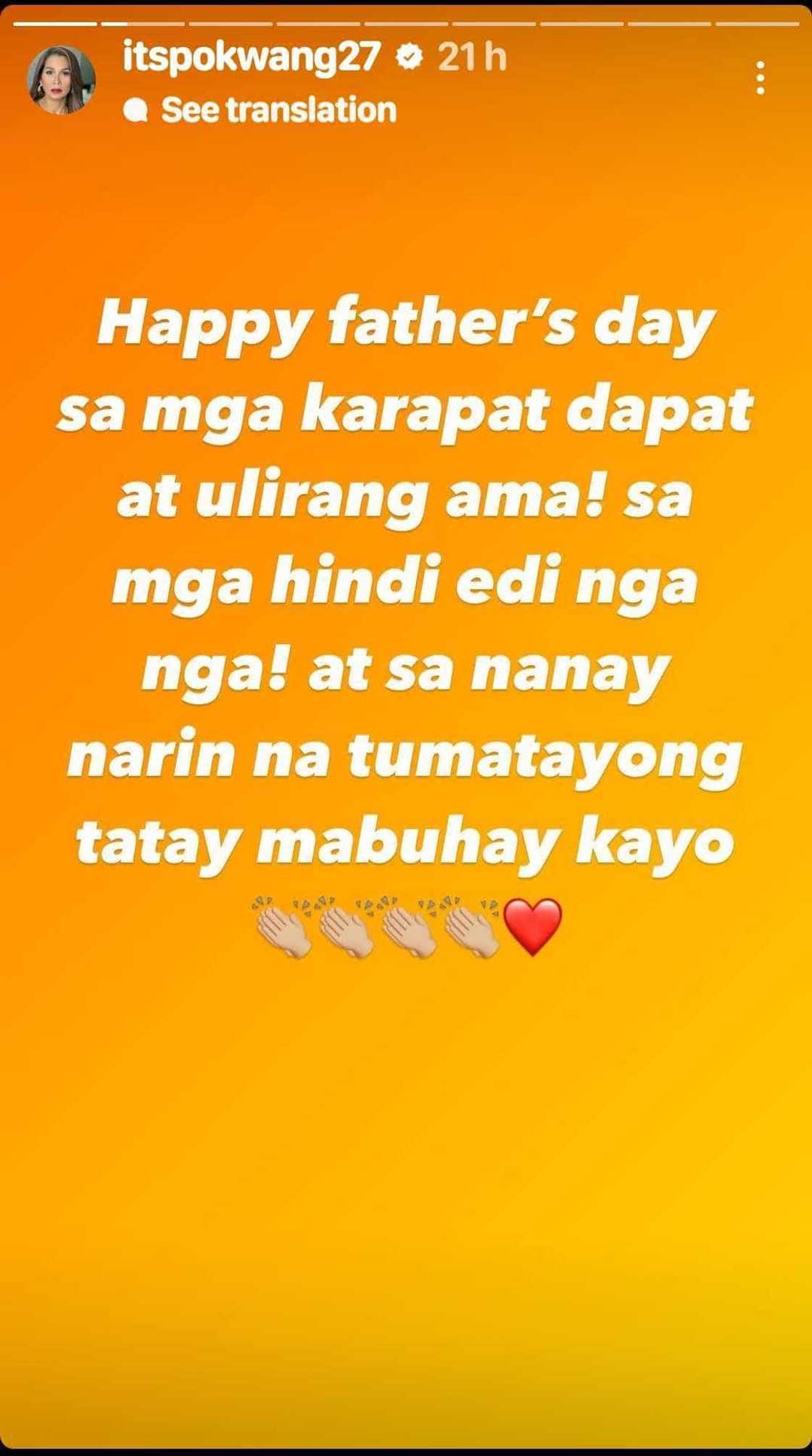 Pokwang, binati ngayong Father’s Day ang mga ulirang ama Pokwang, binati ngayong Father’s Day ang mga ulirang ama
