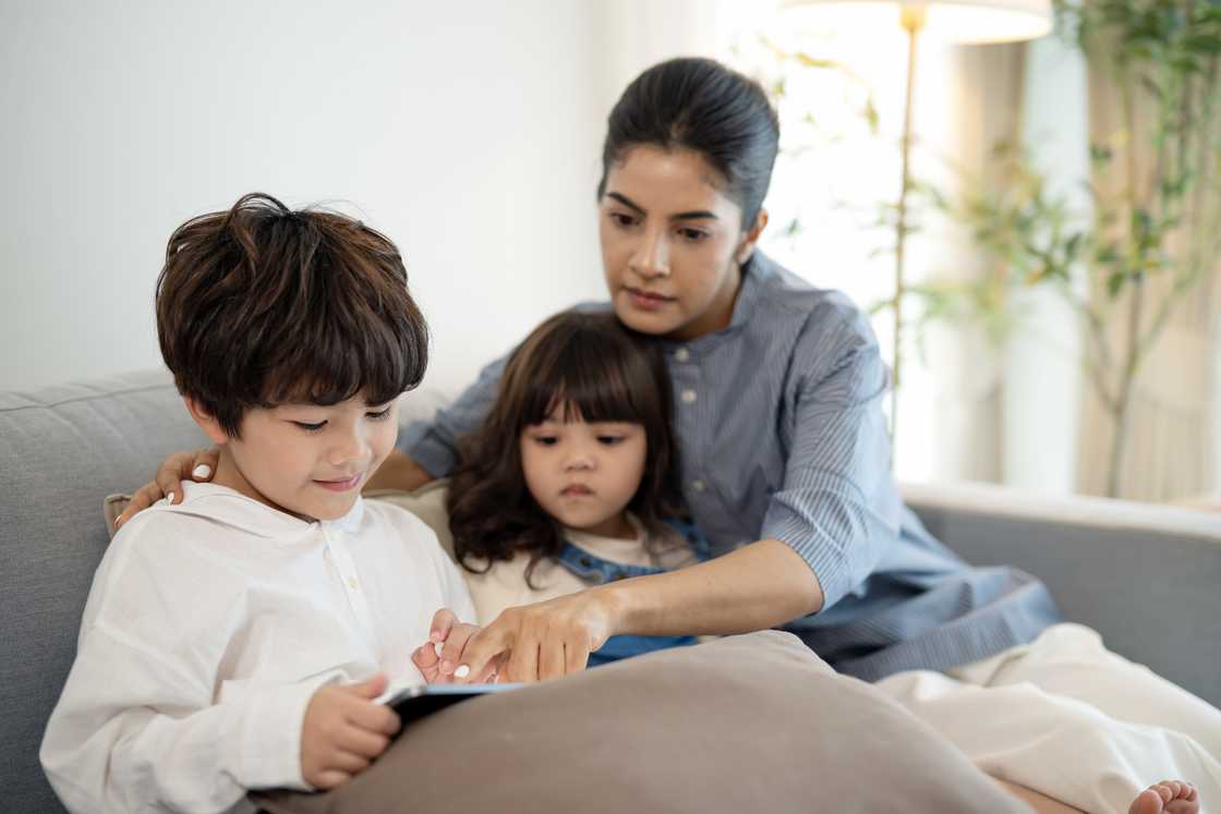 A mother and her kids