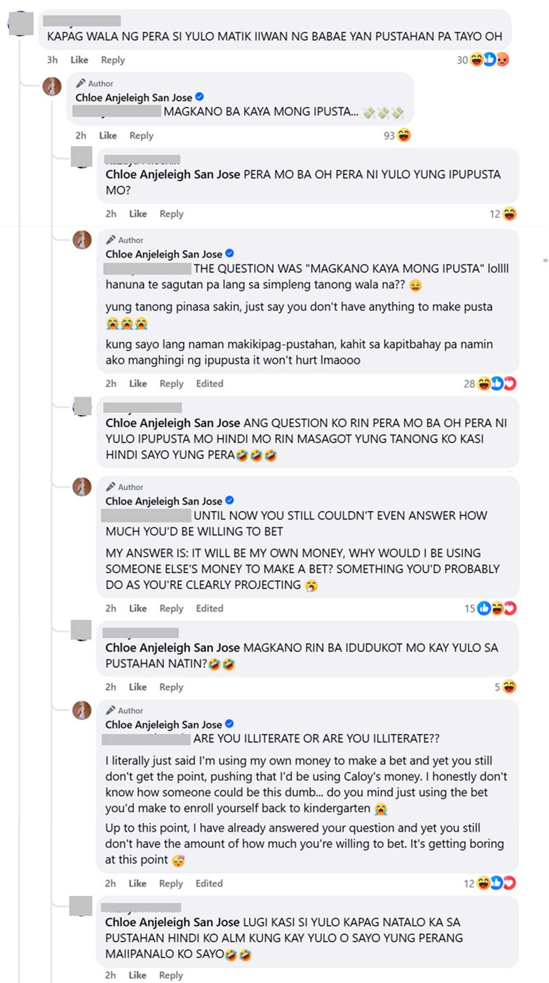 Chloe San Jose slams basher over negative remark on her anniversary message for Carlos Yulo