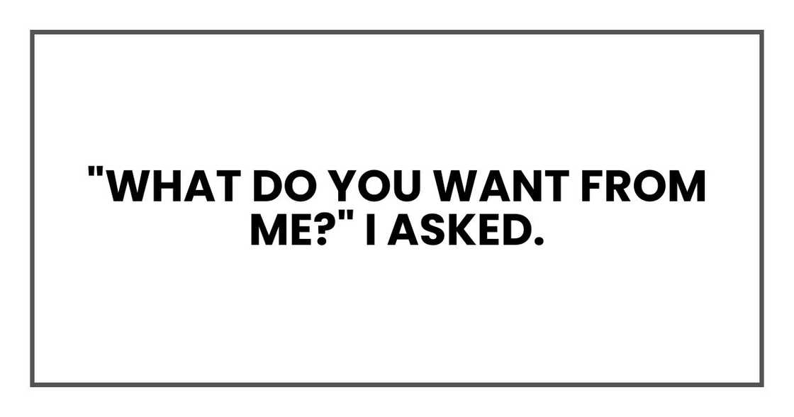 "What do you want from me?" I asked.