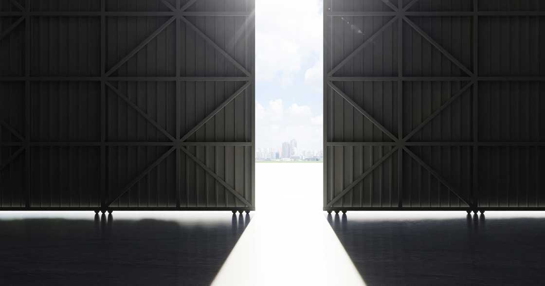 An open warehouse gate An open warehouse gate