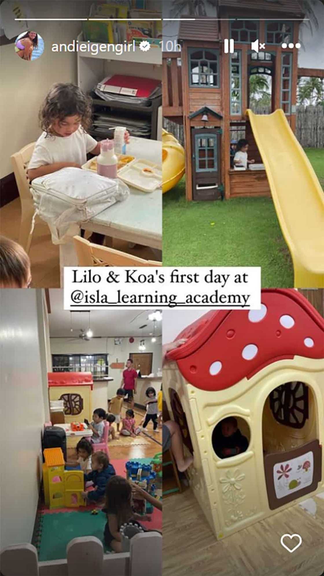 Andi Eigenmann, ibinahagi ang unang araw nina Lilo at Koa sa Isla Learning Academy Andi Eigenmann, ibinahagi ang unang araw nina Lilo at Koa sa Isla Learning Academy