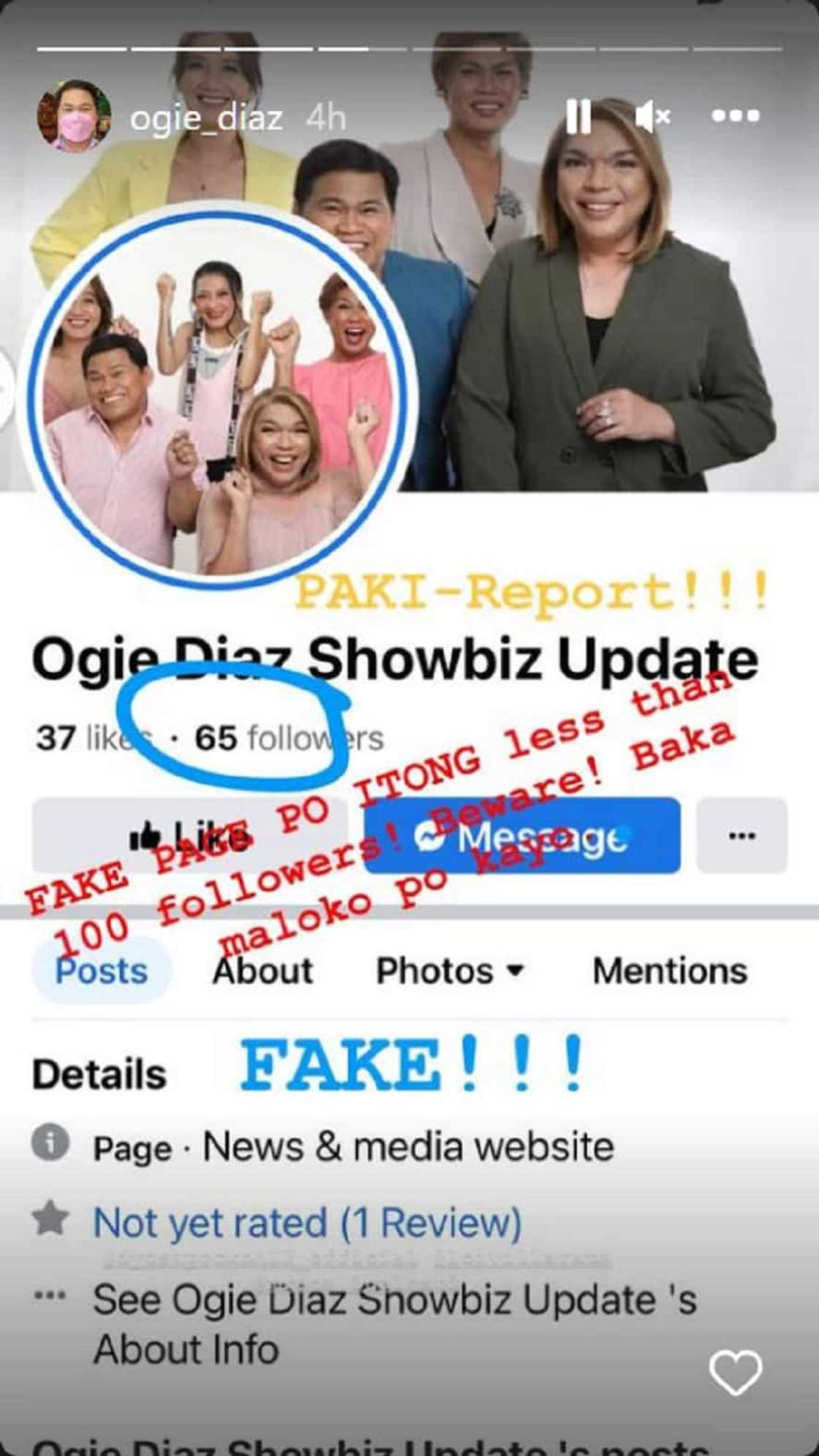 Ogie Diaz, nagbabala tungkol sa fake "Showbiz Update" page Ogie Diaz, nagbabala tungkol sa fake "Showbiz Update" page