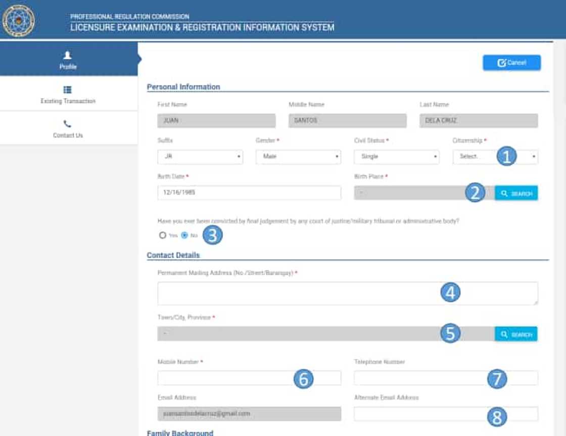 PRC LET online application form PRC LET online application form