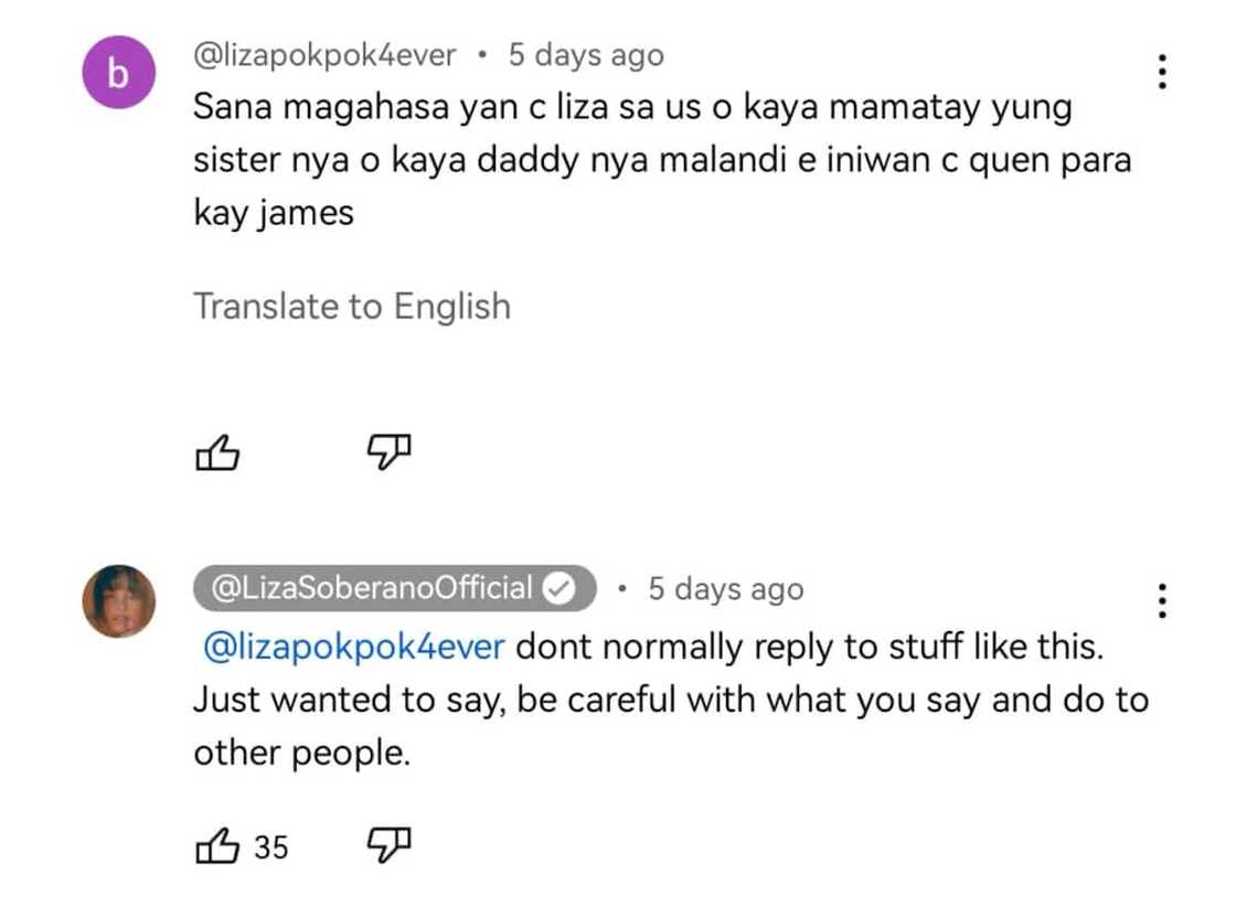 Liza Soberano, binalaan ang basher na nag-wish may masamang mangyari sa pamilya ng aktres Liza Soberano, binalaan ang basher na nag-wish may masamang mangyari sa pamilya ng aktres