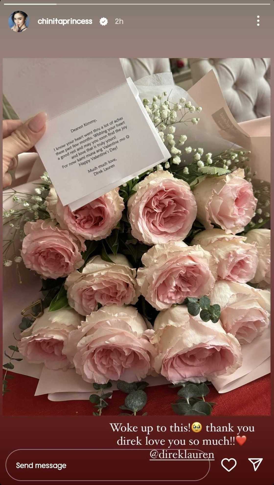 Kim Chiu receives heartfelt letter and gift from Direk Lauren on Valentine's Day Kim Chiu receives heartfelt letter and gift from Direk Lauren on Valentine's Day