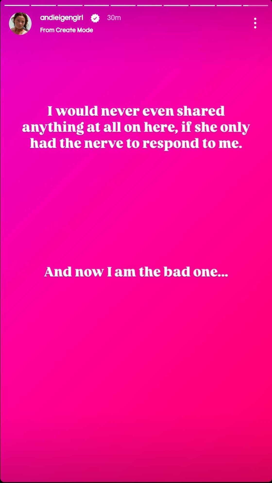 Andi Eigenmann, nagpaliwanag: "I posted because this person betrayed me" Andi Eigenmann, nagpaliwanag: "I posted because this person betrayed me"