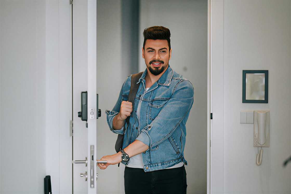 A man with a beard just arrived