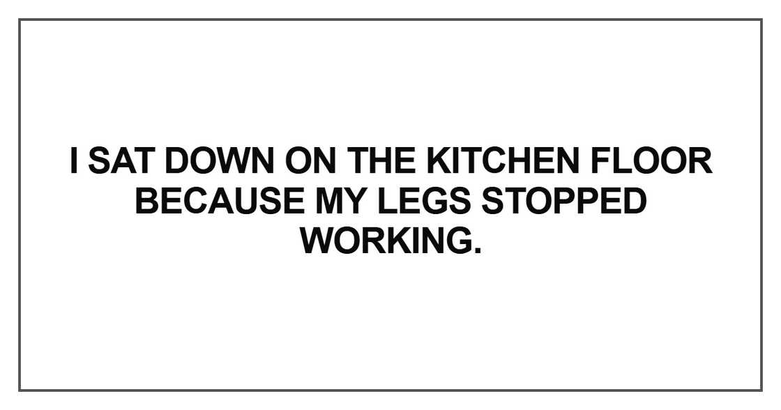 I sat down on the kitchen floor I sat down on the kitchen floor