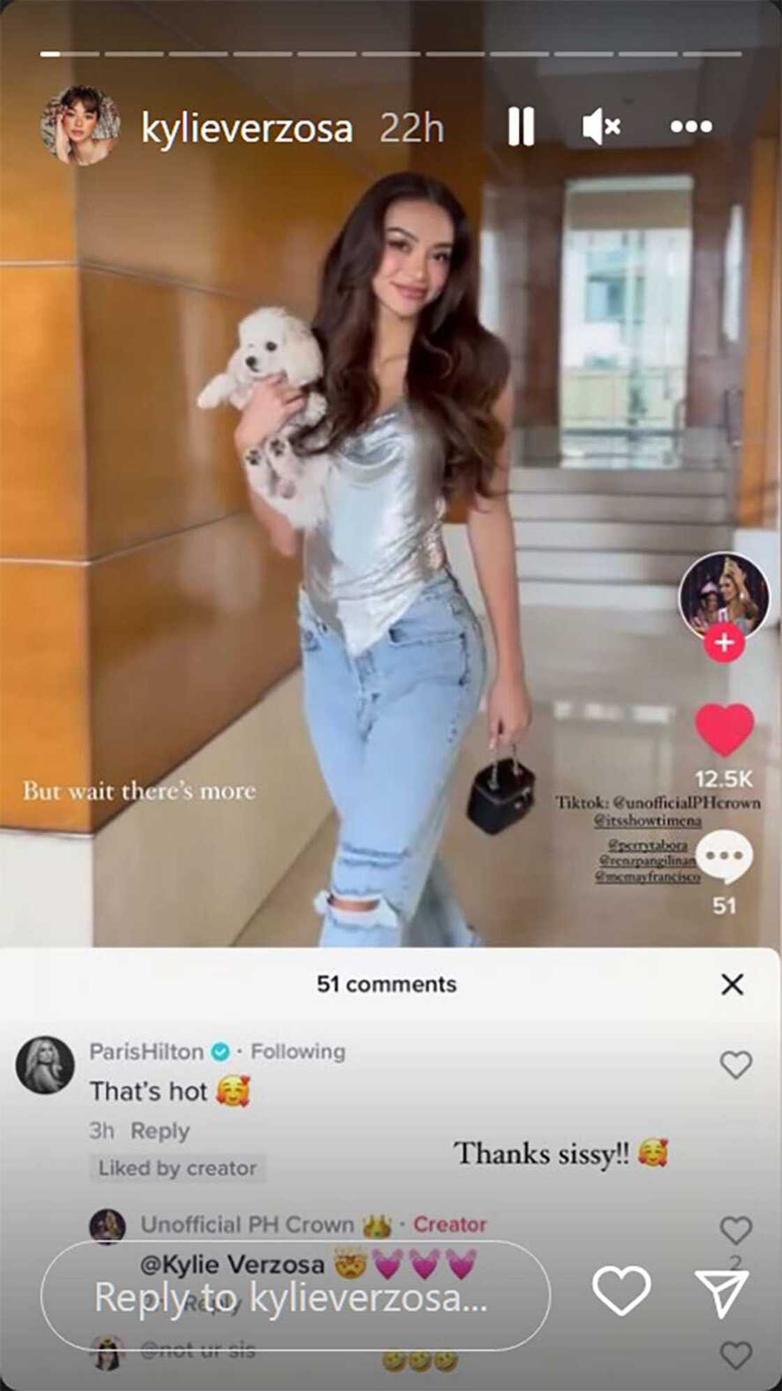 Kylie Verzosa, nawindang nang mapansin ng hotel heiress na si Paris Hilton kanyang OOTD post: “That’s hot”