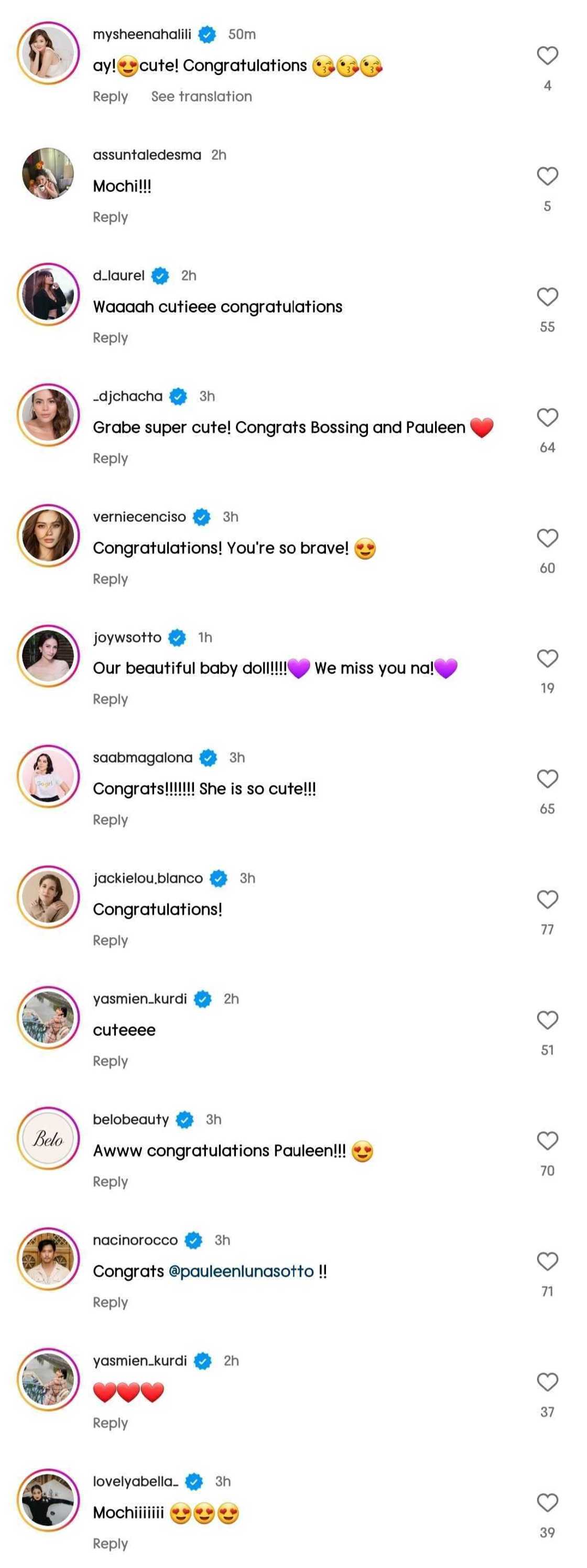 Celebrities gush over Pauleen Luna and Vic Sotto's baby Thia Marceline Celebrities gush over Pauleen Luna and Vic Sotto's baby Thia Marceline