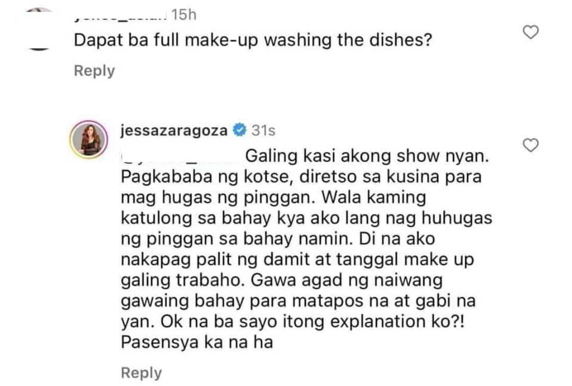 Jessa Zaragosa, nagpaliwanag kung bakit naka-makeup siya habang naghuhugas ng plato