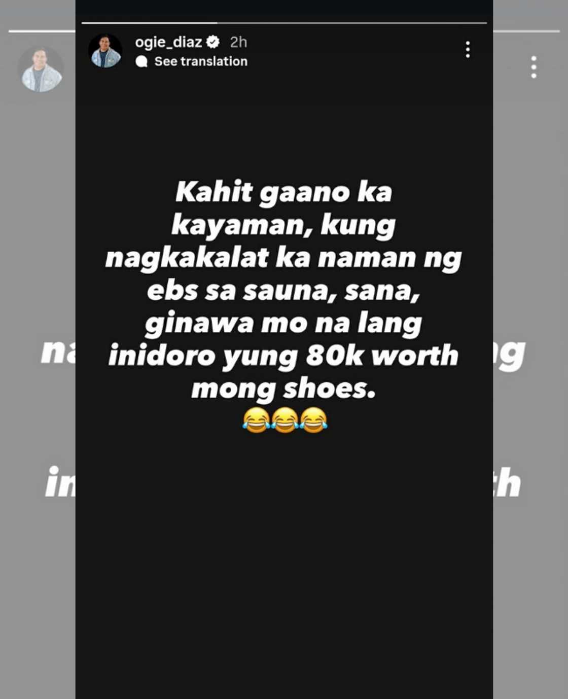 Ogie Diaz, may cryptic post sa umano'y nagkakalat sa sauna