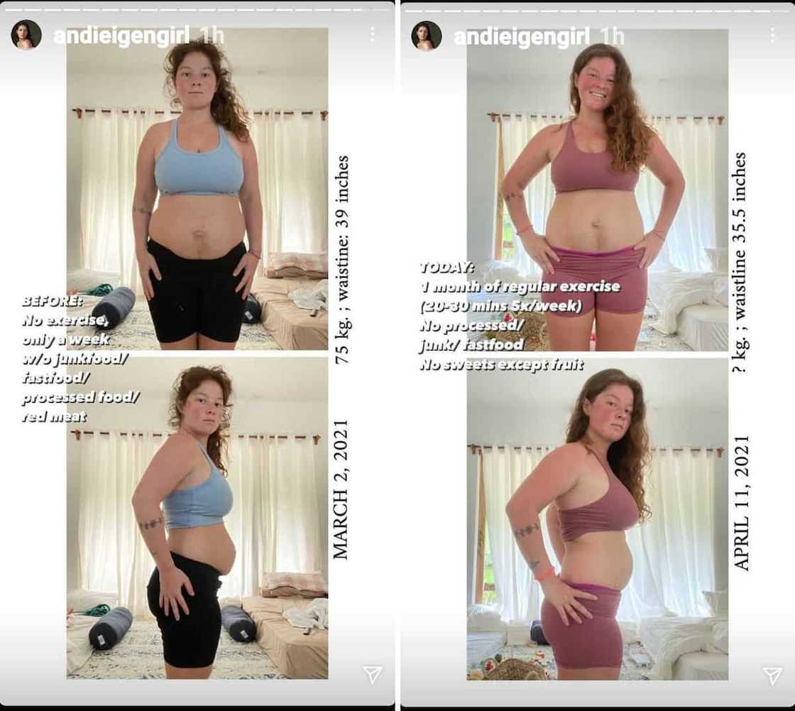 Andi Eigenman flaunts slimmer waist after 1 month of exercise Andi Eigenman flaunts slimmer waist after 1 month of exercise