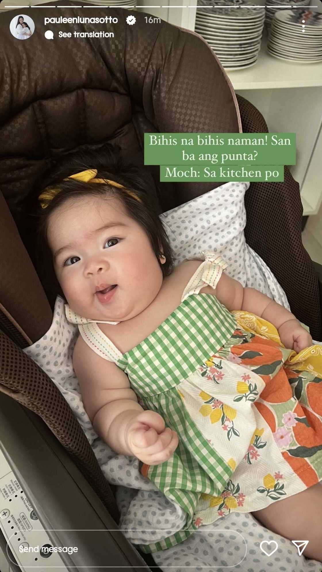 Pauleen Luna posts a new snapshot of Baby Thia: "Bihis na bihis naman!"