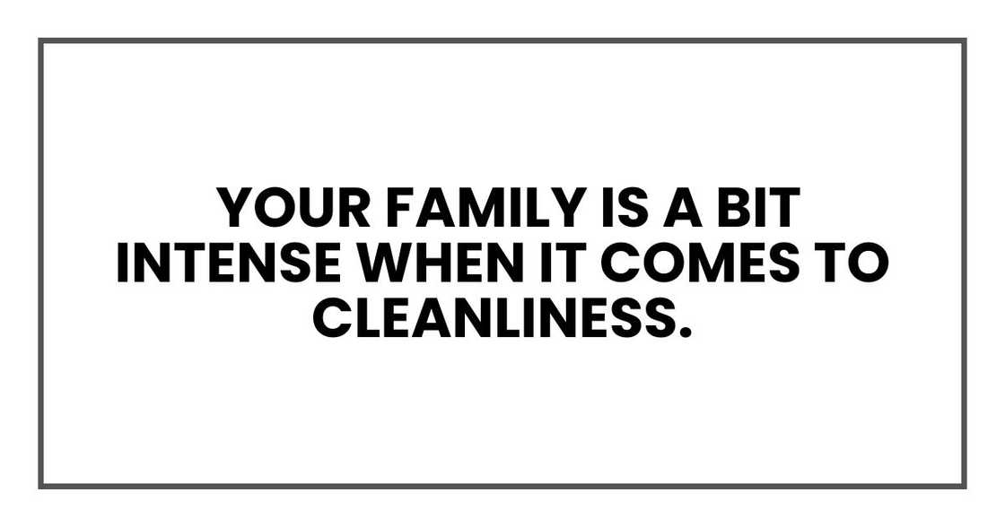 your family is a bit intense when it comes to cleanliness.