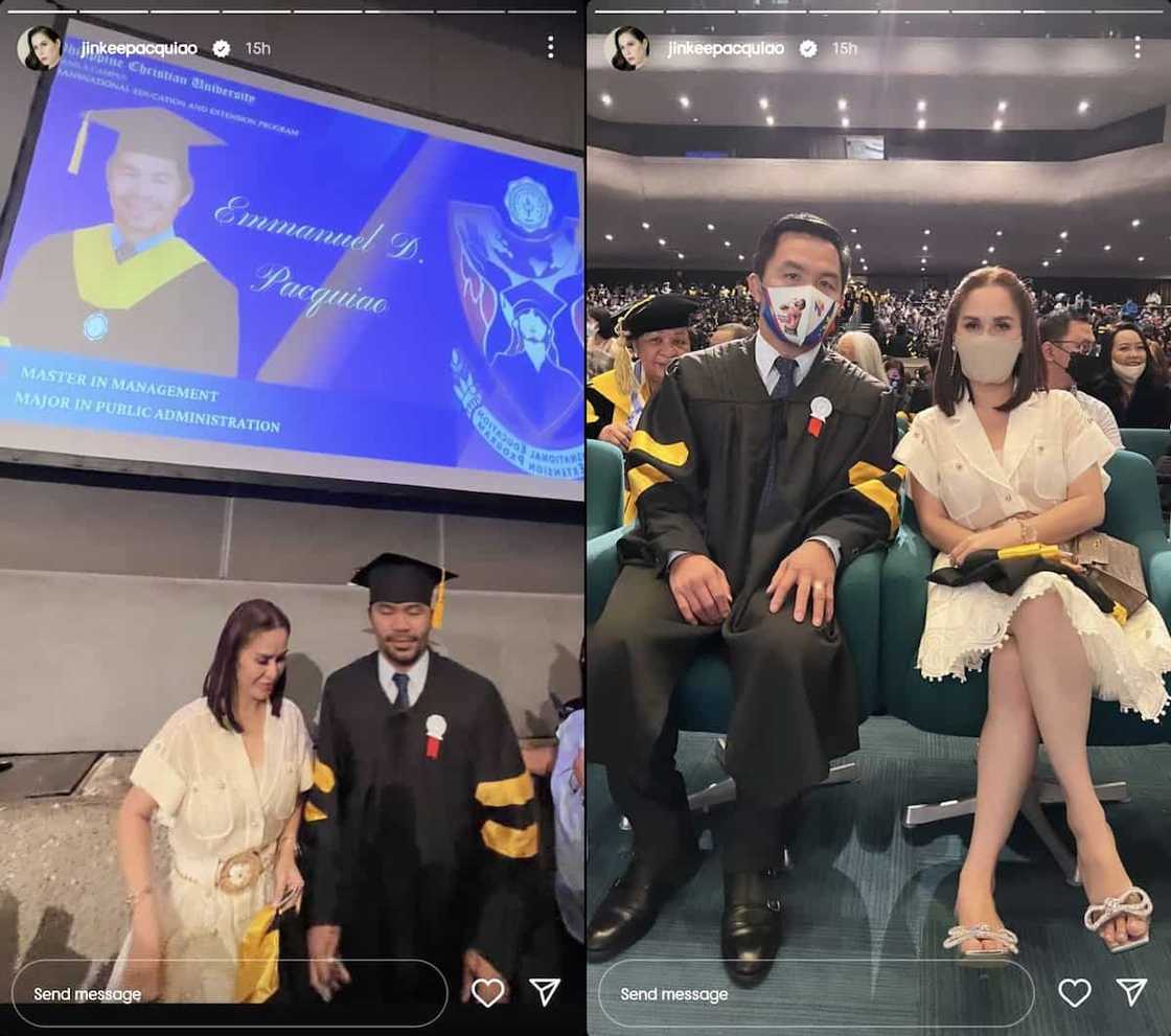 Manny Pacquiao earns master's degree from PCU; Jinkee Pacquiao posts photos Manny Pacquiao earns master's degree from PCU; Jinkee Pacquiao posts photos