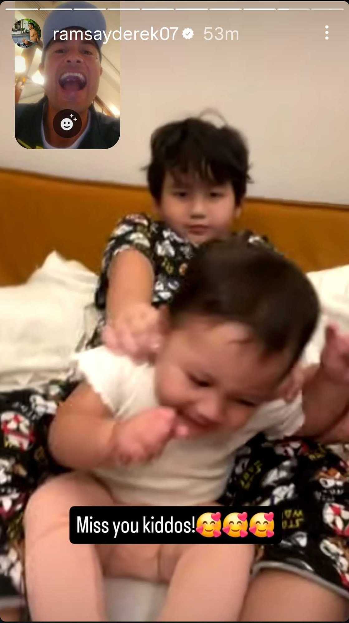 Derek Ramsay gives glimpse of virtual bonding with Baby Liana and Elias
