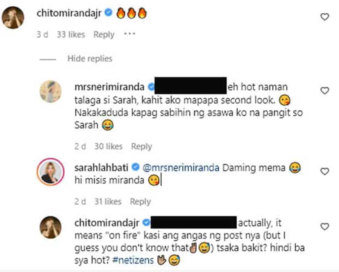 Neri Miranda, dinepensahan si Chito sa pag-comment ng "fire emojis" sa IG post ni Sarah Lahbati Neri Miranda, dinepensahan si Chito sa pag-comment ng "fire emojis" sa IG post ni Sarah Lahbati