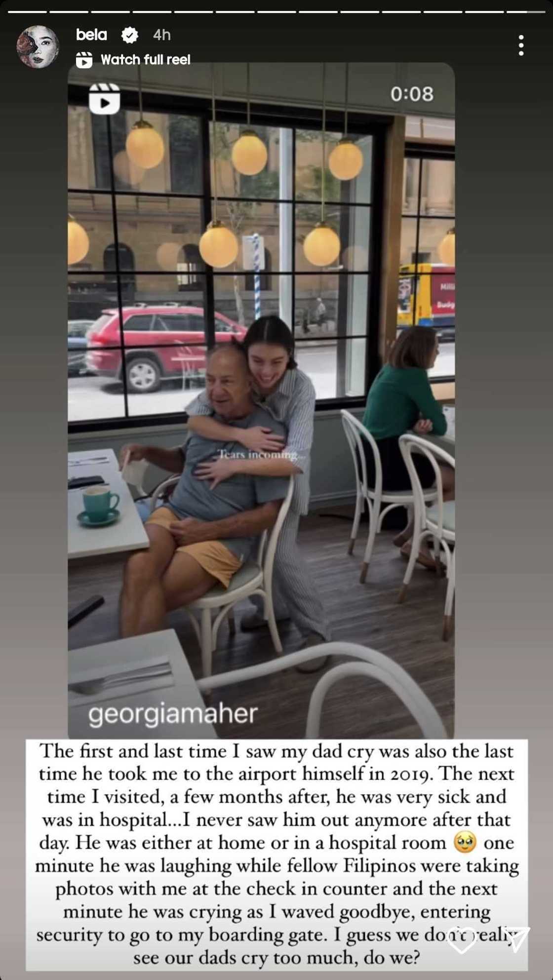 Bela Padilla pens heartbreaking post: "The first and last time I saw my dad cry"