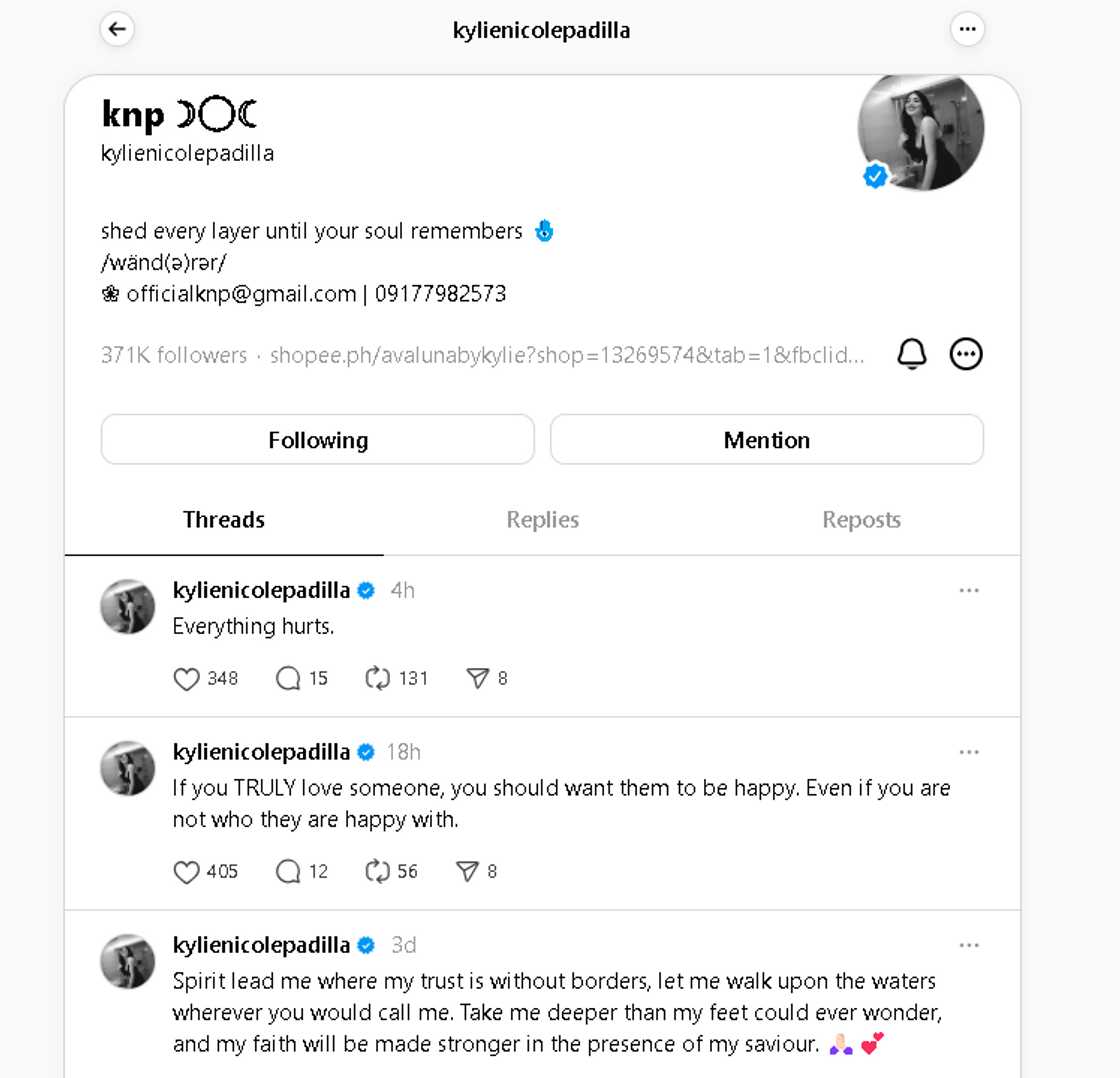 Kylie Padilla, nagbahagi ng cryptic posts: "Everything hurts"