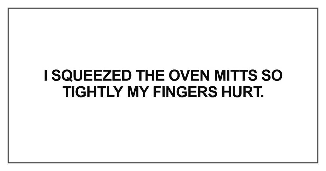 I squeezed the oven mitts I squeezed the oven mitts