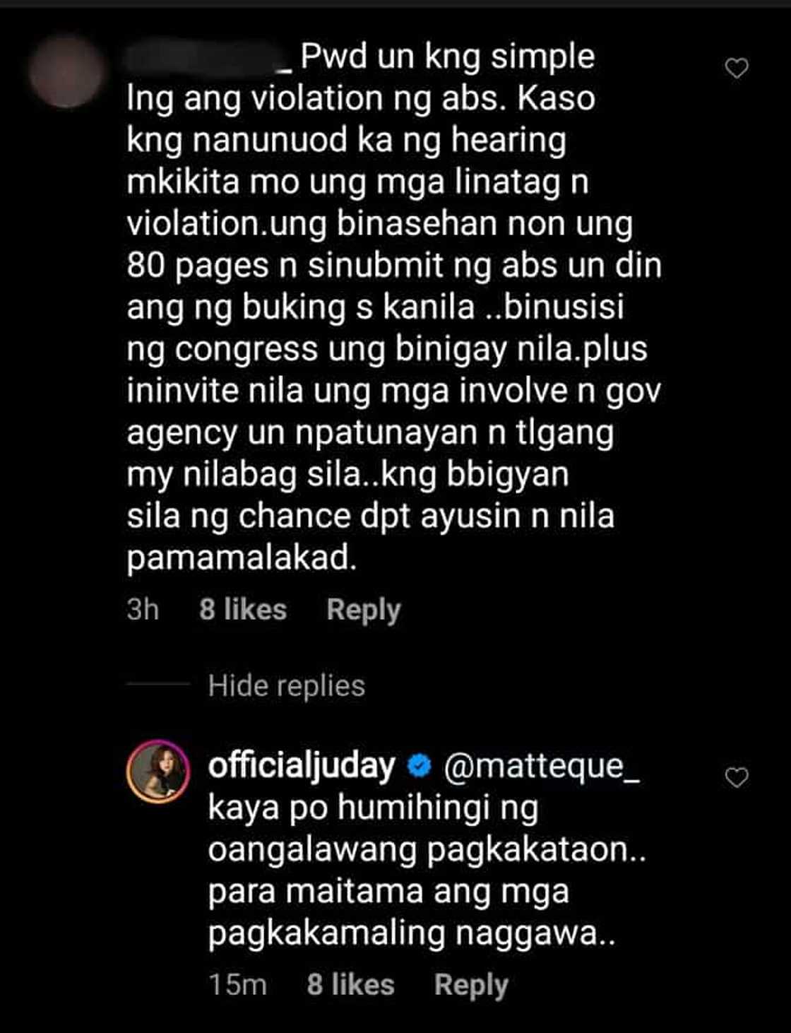 Judy Ann Santos' comment on the franchise renewal of ABS-CBN goes viral