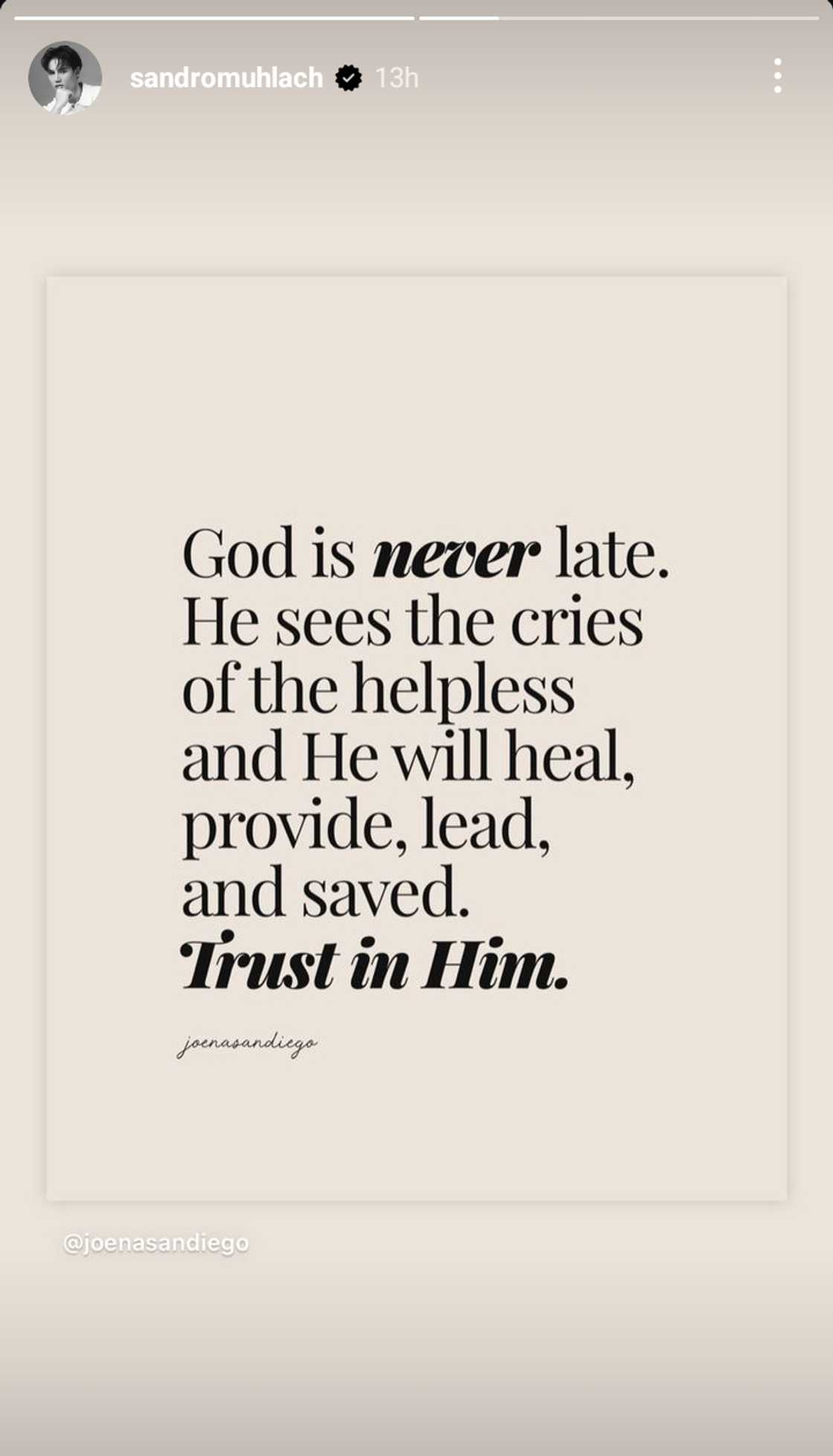 Sandro Muhlach cryptically posts emoticon; shares meaningful quote on trusting God Sandro Muhlach cryptically posts emoticon; shares meaningful quote on trusting God
