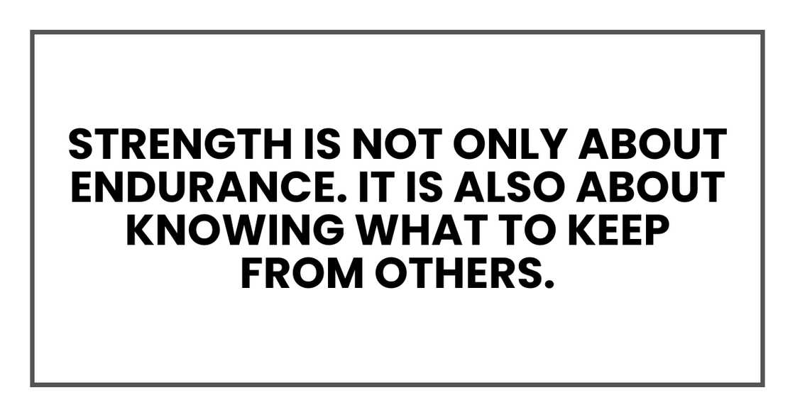 Strength is not only about endurance