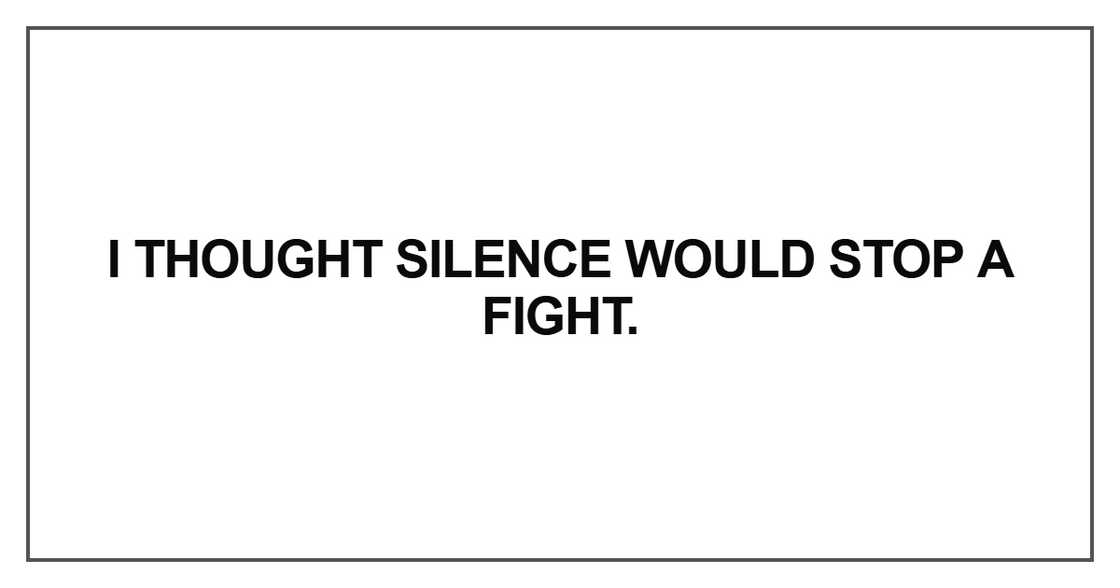 I thought silence would stop a fight