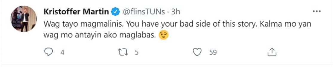 Kristoffer Martin, nagbahagi ng matapang na pahayag sa Twitter Kristoffer Martin, nagbahagi ng matapang na pahayag sa Twitter